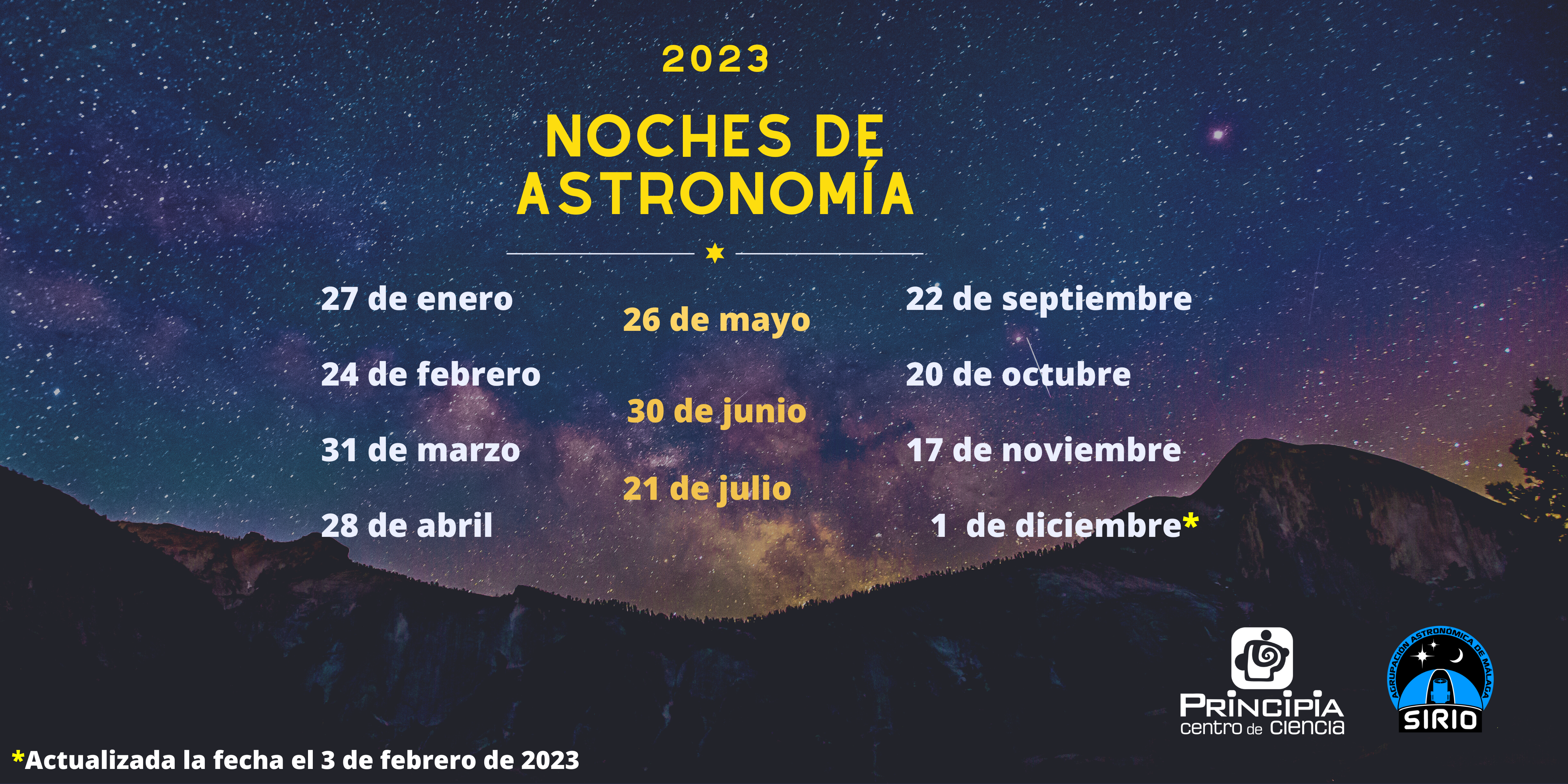 Talentoso Desafortunadamente tinción Observaciones astronómicas 2023: Fechas de realización y solicitudes de  participación – Centro de Ciencia Principia Málaga